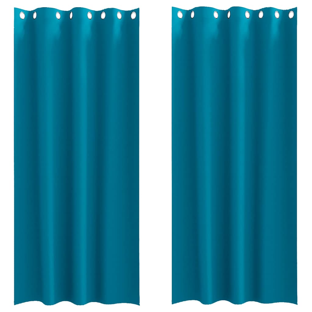 Mørkleggende Gardiner med Ringer 2 pcs Turkis 260 x 140 cm
