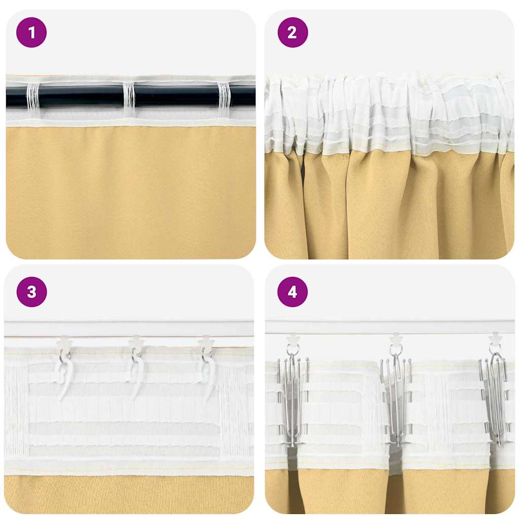 Mørkleggende Gardiner med Ringer 2 pcs Beige 175 x 140 cm