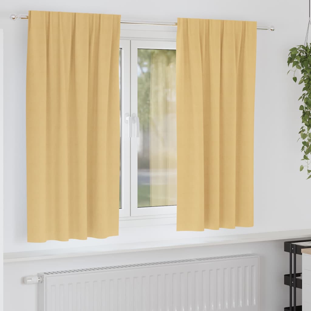 Mørkleggende Gardiner med Ringer 2 pcs Beige 175 x 140 cm