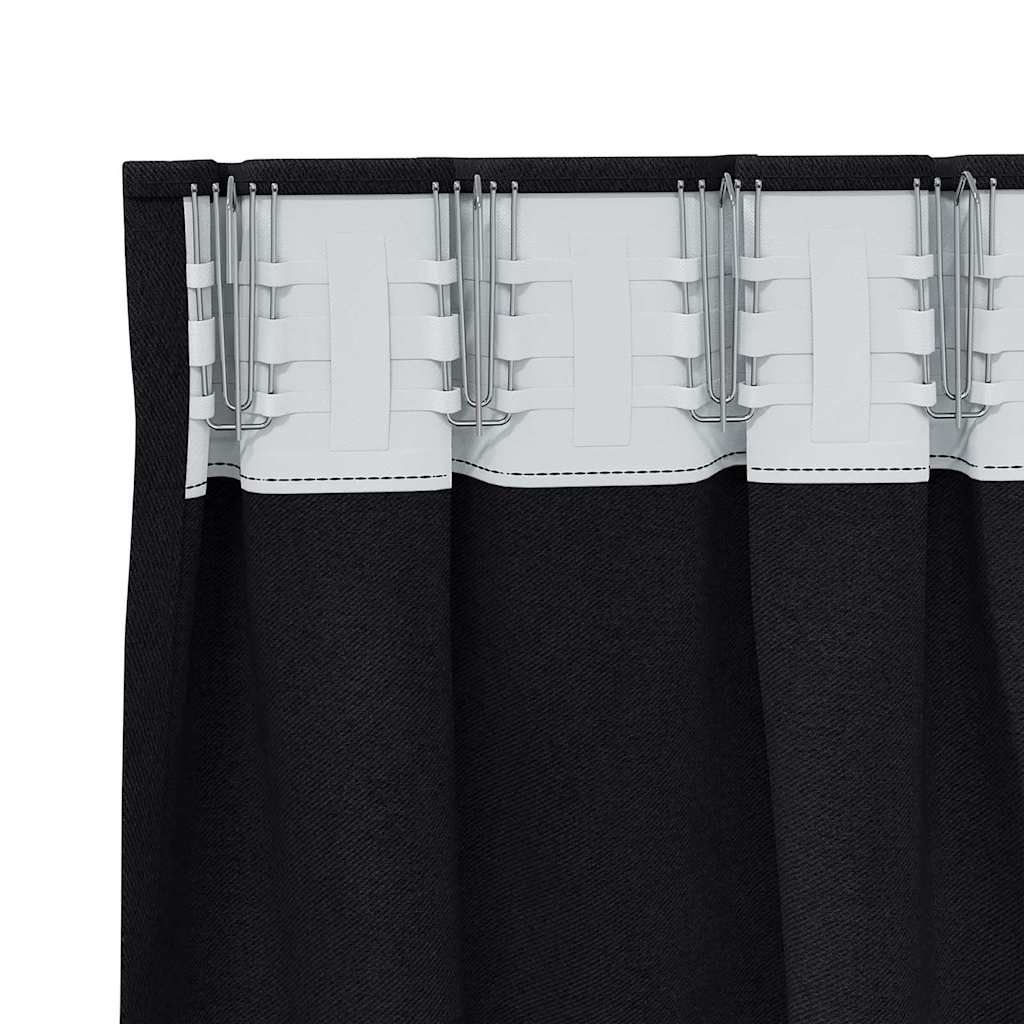 Mørkleggende Gardiner med Ringer 2 pcs Svart 225 x 140 cm