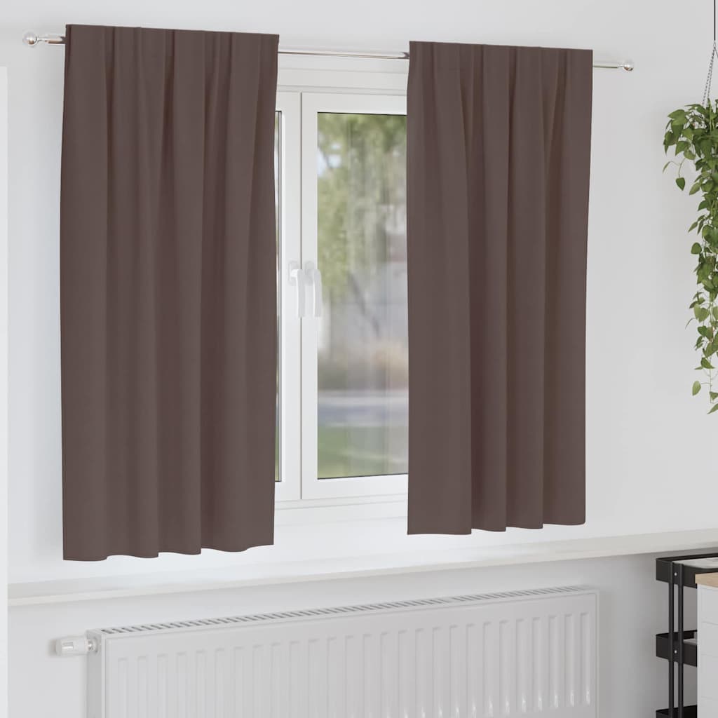 Mørkleggende Gardiner med Ringer 2 pcs Mørk brun 175 x 140 cm