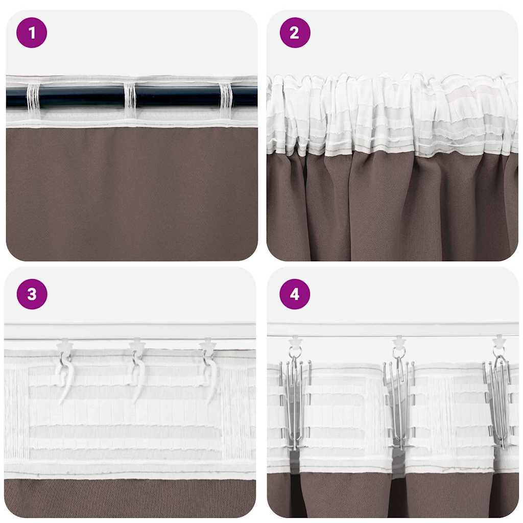Mørkleggende Gardiner med Ringer 2 pcs Mørk brun 260 x 140 cm