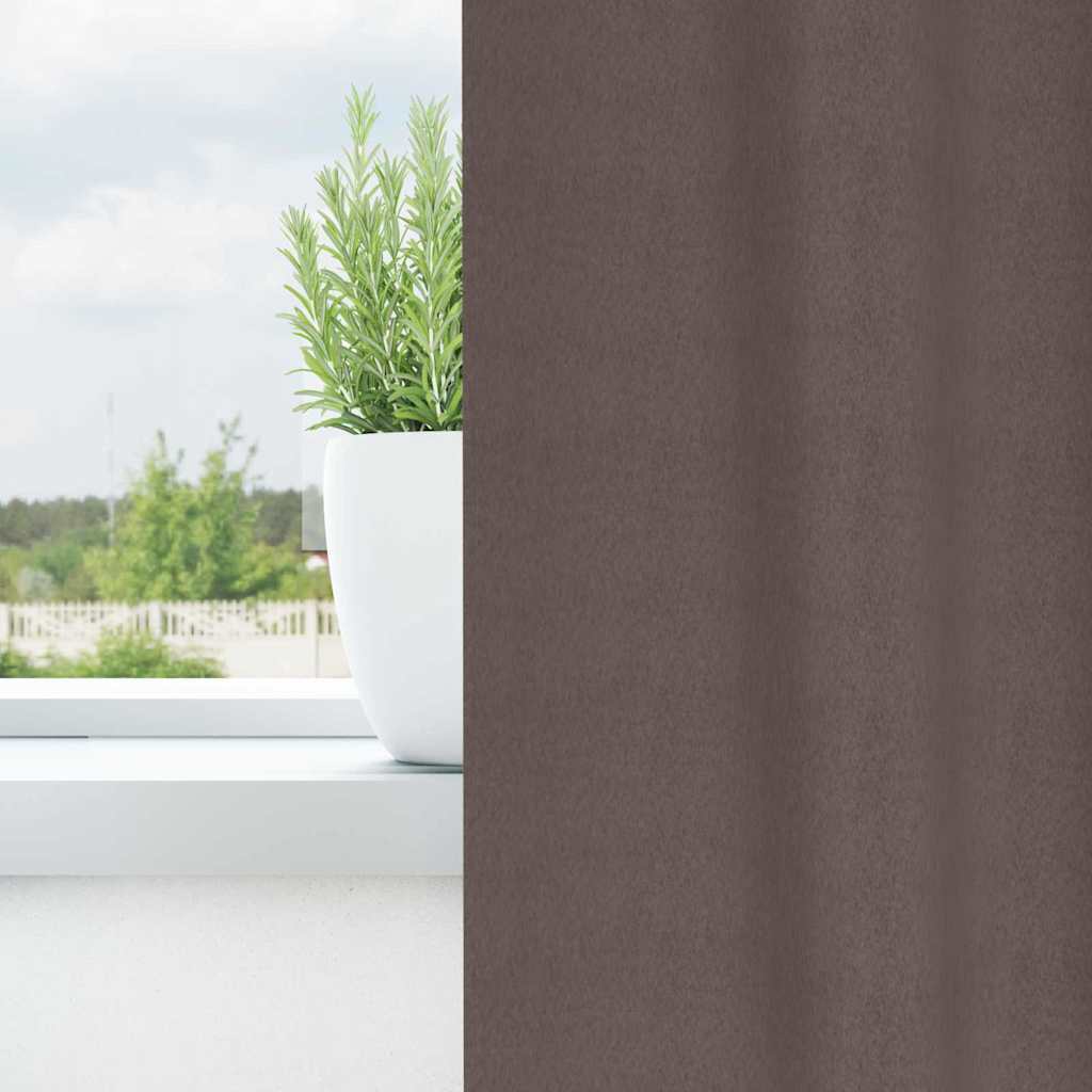 Mørkleggende Gardiner med Ringer 2 pcs Mørk brun 260 x 140 cm