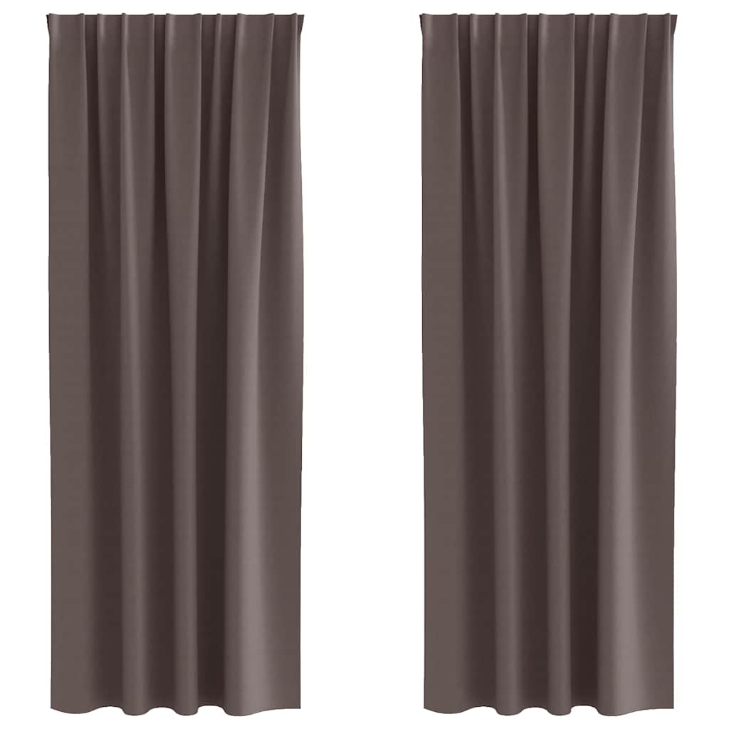 Mørkleggende Gardiner med Ringer 2 pcs Mørk brun 260 x 140 cm