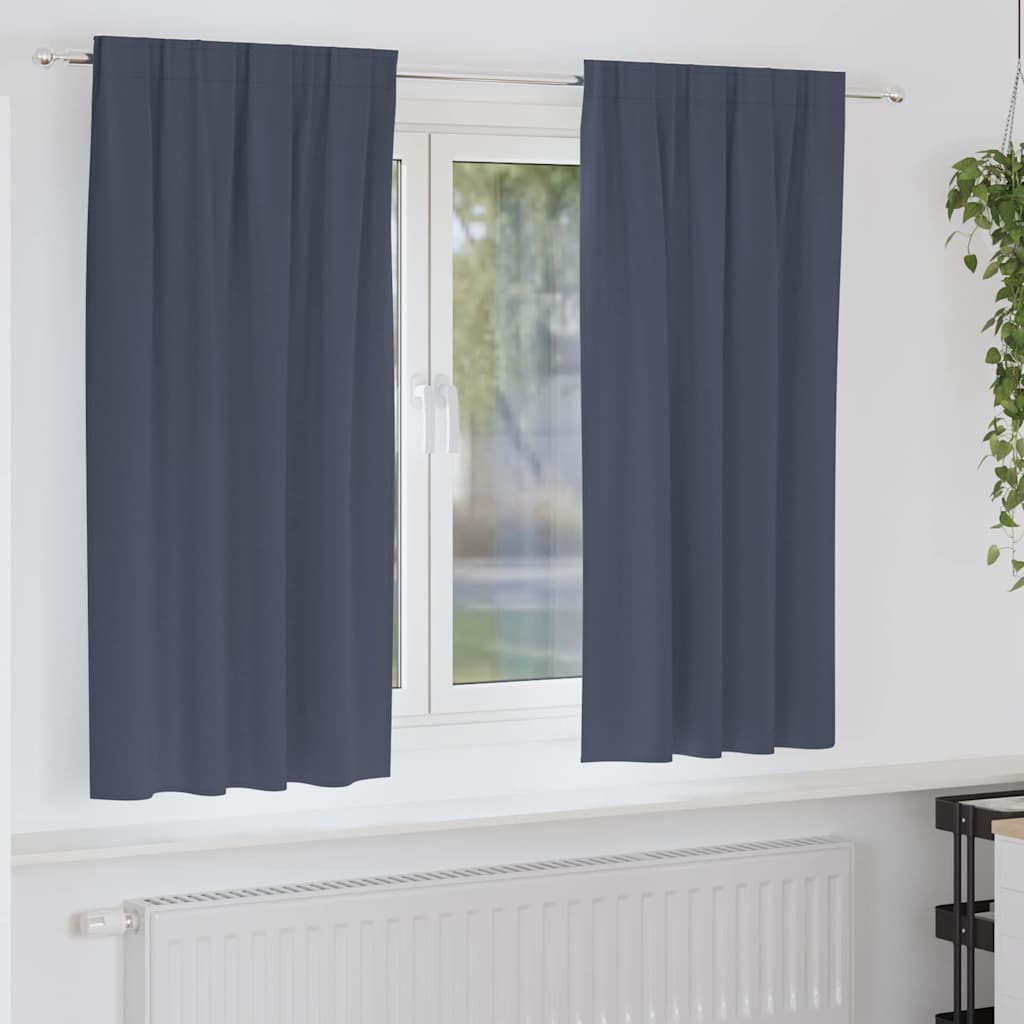 Mørkleggende Gardiner med Ringer 2 pcs Antrasitt 175 x 140 cm
