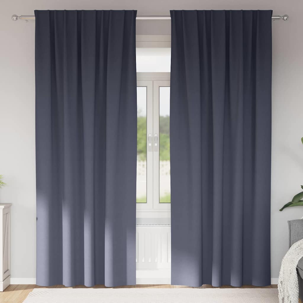 Mørkleggende Gardiner med Ringer 2 pcs Antrasitt 225 x 140 cm