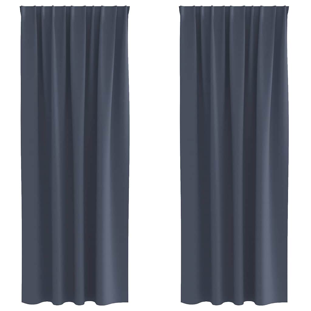 Mørkleggende Gardiner med Ringer 2 pcs Antrasitt 225 x 140 cm