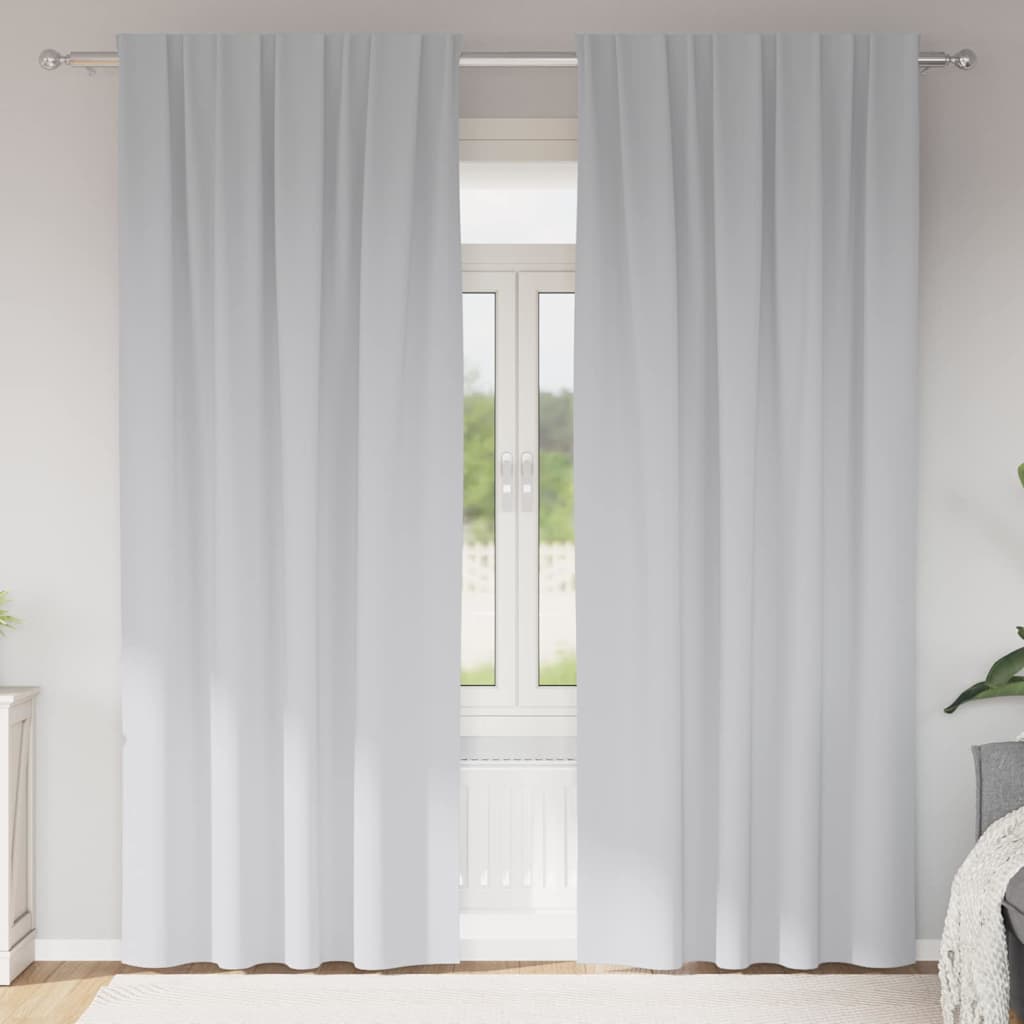 Mørkleggende Gardiner med Ringer 2 pcs Lys Grå 245 x 140 cm
