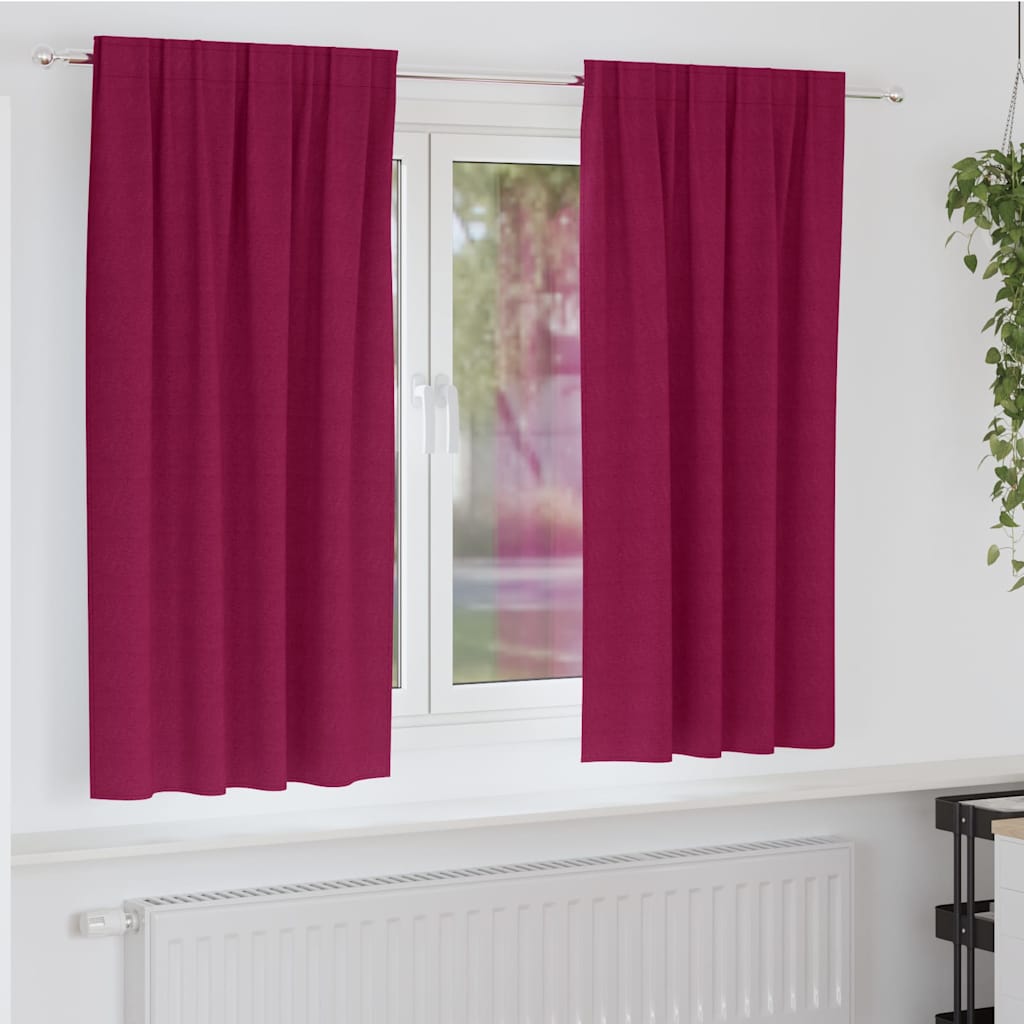 Mørkleggende Gardiner med Ringer 2 pcs Vinrød 175 x 140 cm