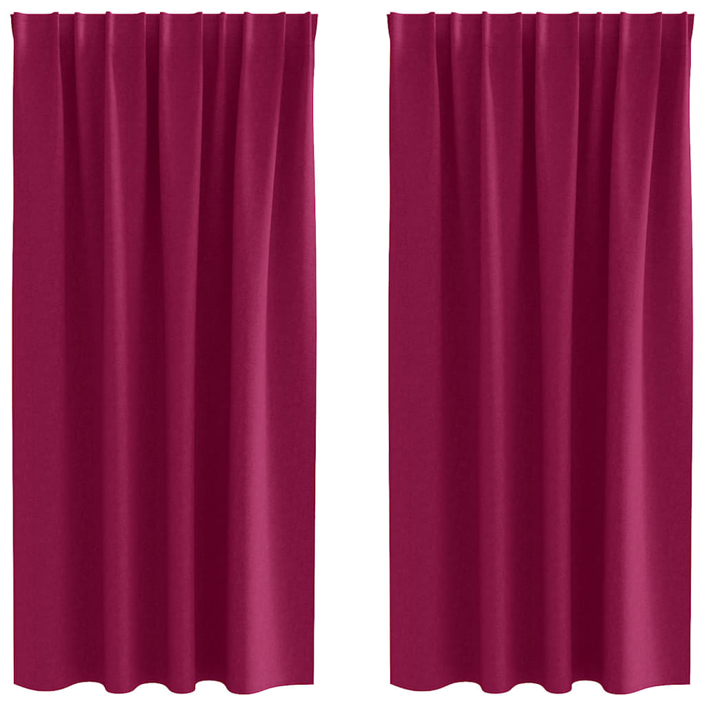 Mørkleggende Gardiner med Ringer 2 pcs Vinrød 175 x 140 cm