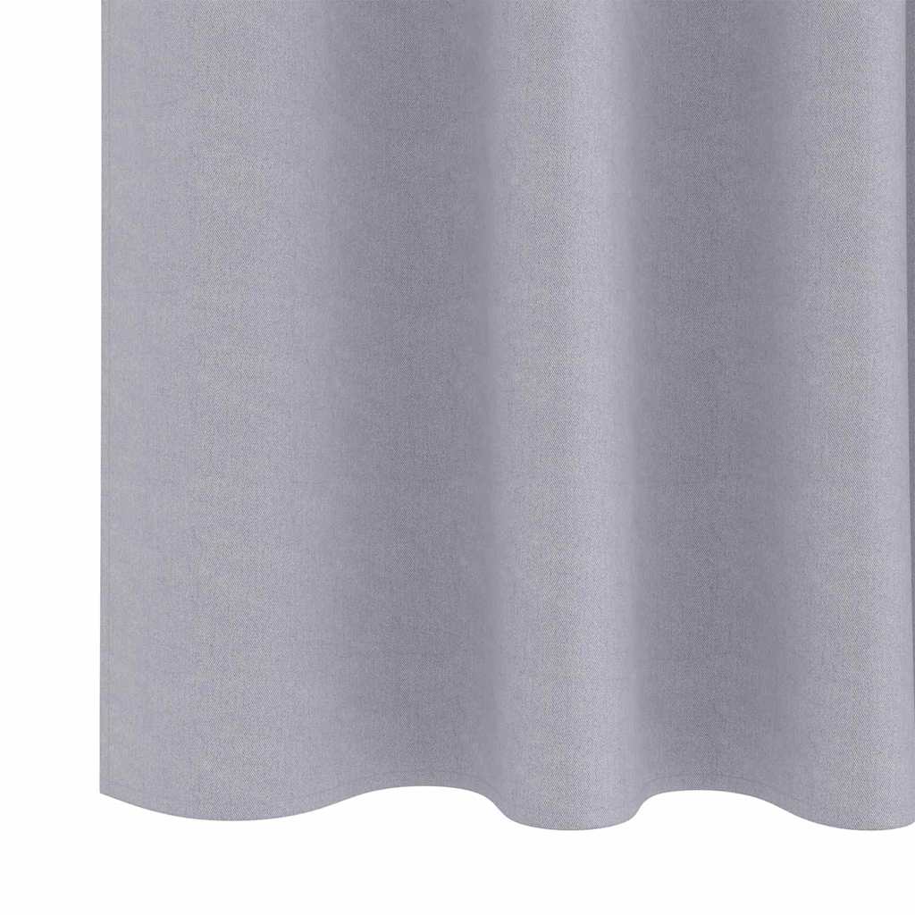 Mørkleggende Gardiner med Ringer 2 pcs Metall Grå 245 x 140 cm