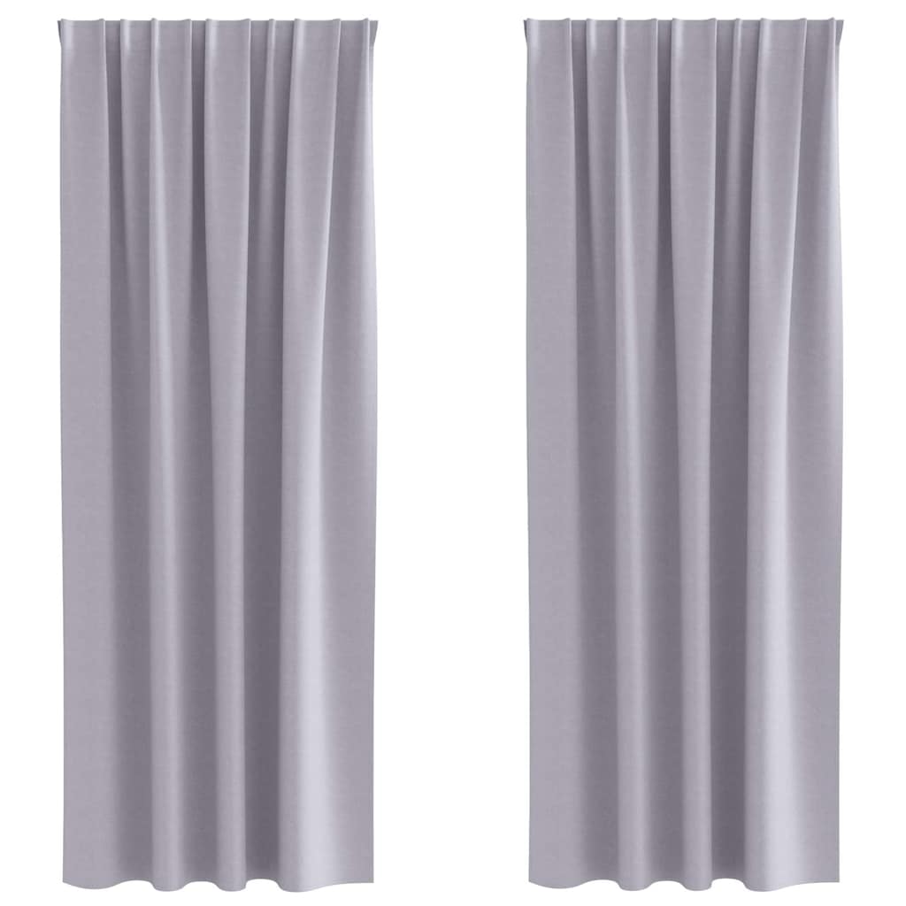 Mørkleggende Gardiner med Ringer 2 pcs Metall Grå 245 x 140 cm