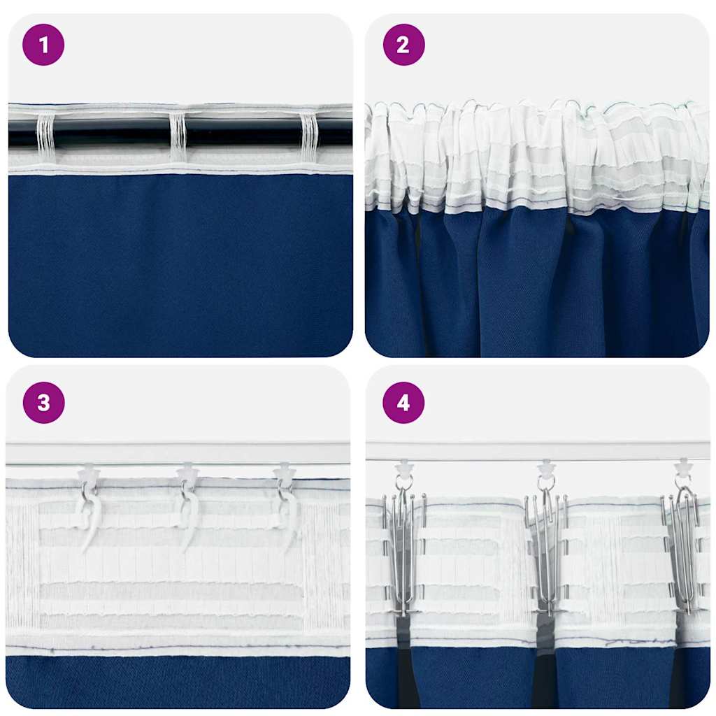 Mørkleggende Gardiner med Ringer 2 pcs Mørkeblå 140 x 140 cm vidaXL