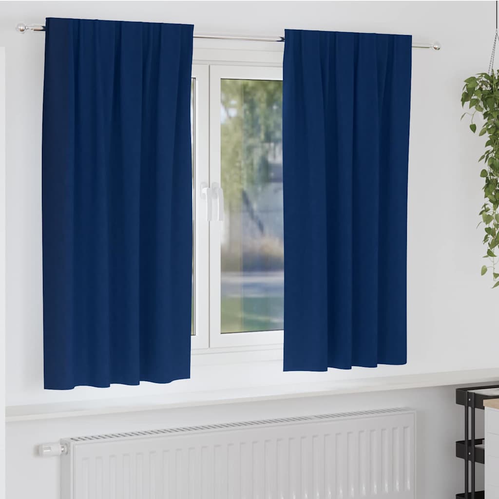 Mørkleggende Gardiner med Ringer 2 pcs Mørkeblå 175 x 140 cm vidaXL