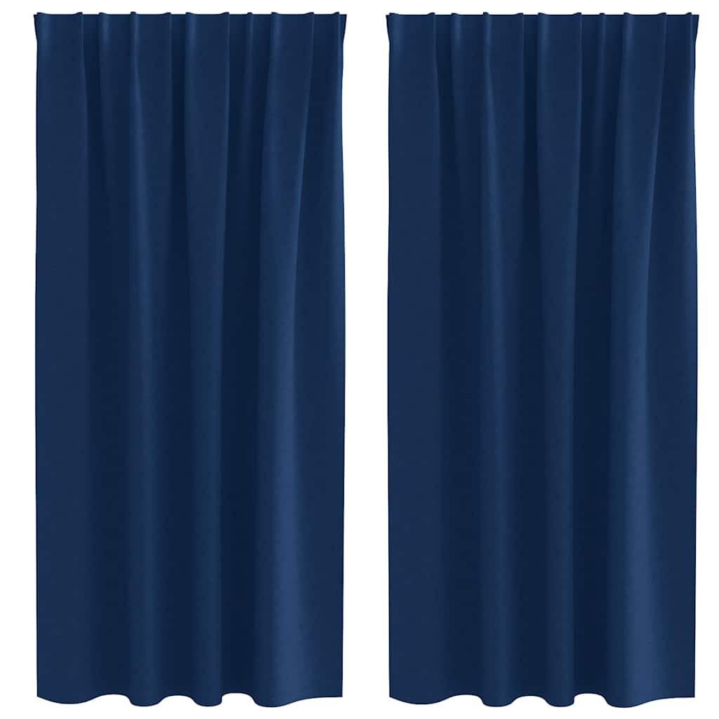 Mørkleggende Gardiner med Ringer 2 pcs Mørkeblå 175 x 140 cm vidaXL