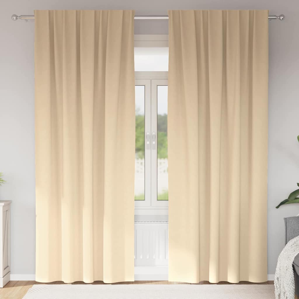 Mørkleggende Gardiner med Ringer 2 pcs Krem 225 x 140 cm vidaXL