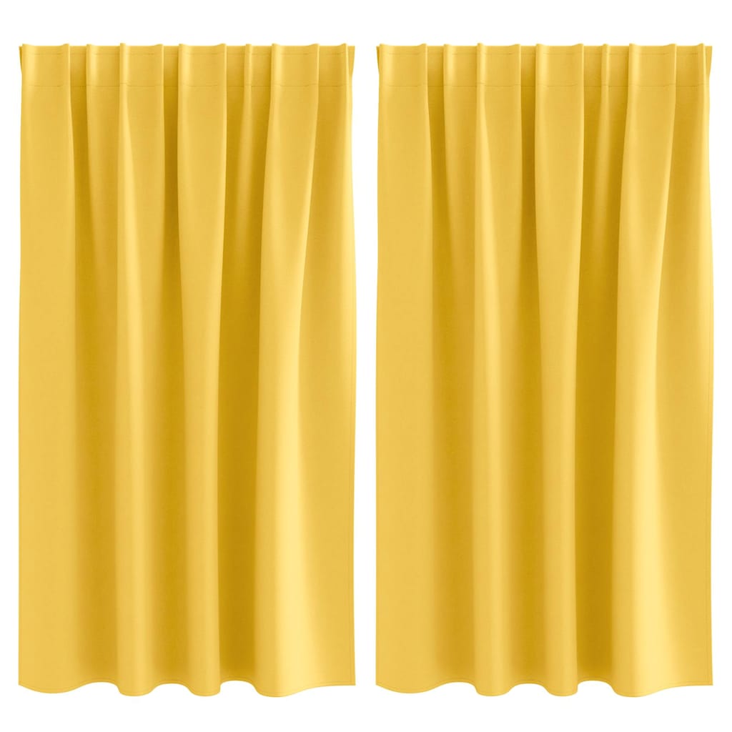 Mørkleggende Gardiner med Ringer 2 pcs Sennepsgul 140 x 140 cm