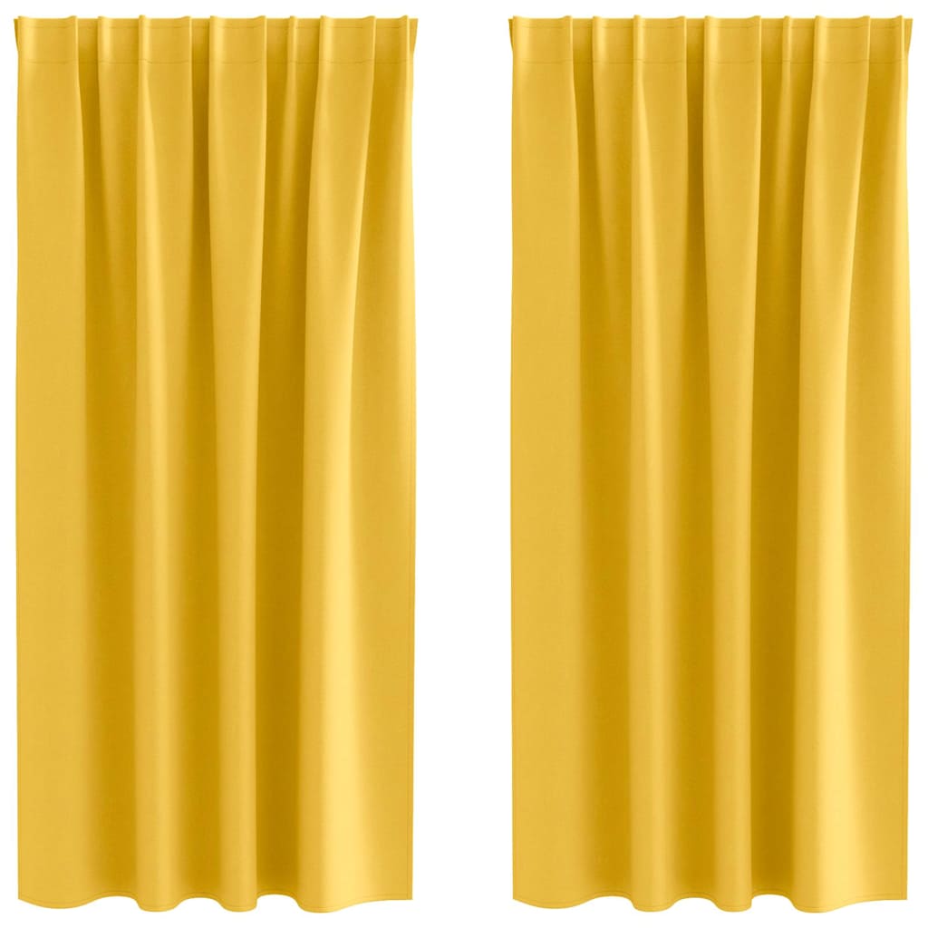 Mørkleggende Gardiner med Ringer 2 pcs Sennepsgul 175 x 140 cm