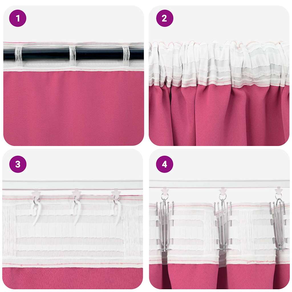 Mørkleggende Gardiner med Ringer 2 pcs Lys Rosa 260 x 140 cm