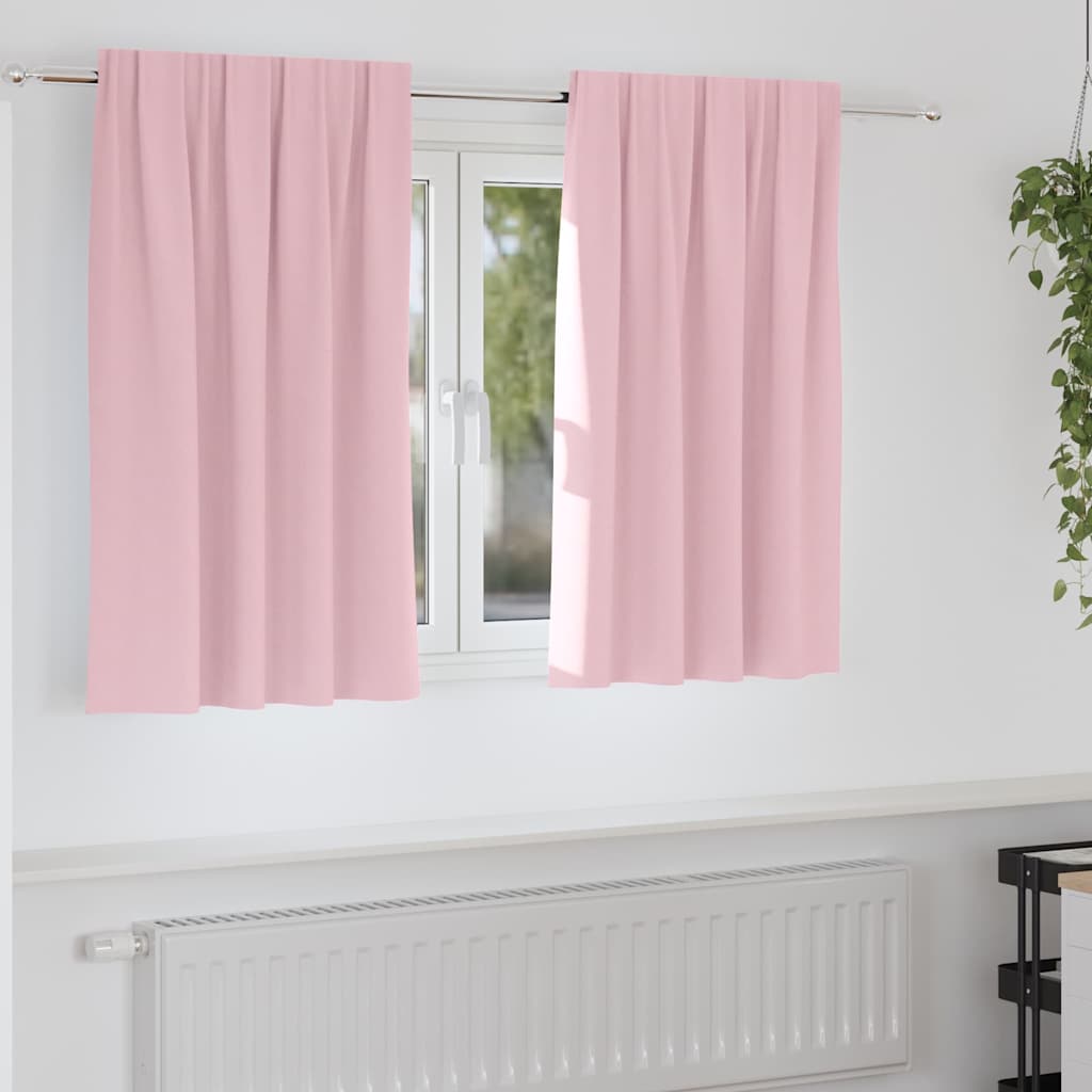 Mørkleggende Gardiner med Ringer 2 pcs Babyrosa 140 x 140 cm