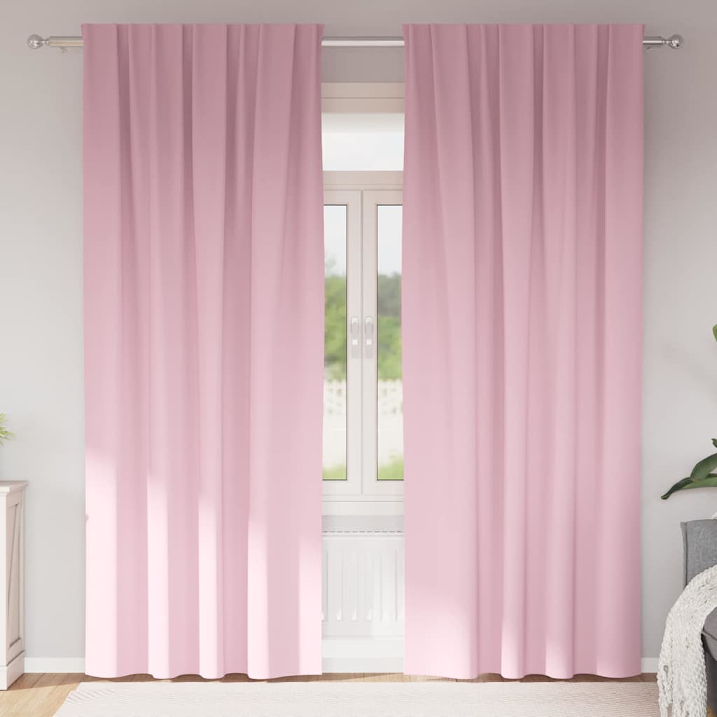 Mørkleggende Gardiner med Ringer 2 pcs Babyrosa 225 x 140 cm