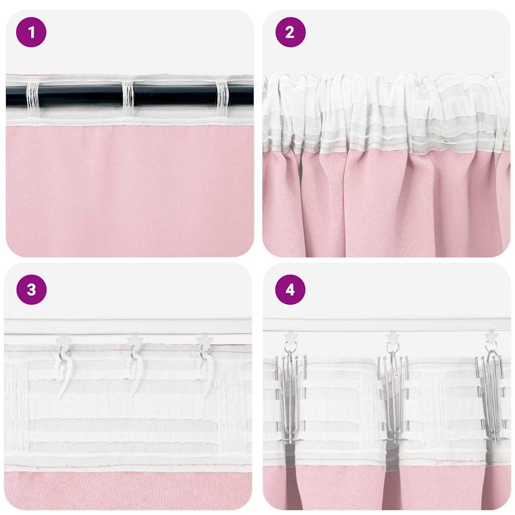 Mørkleggende Gardiner med Ringer 2 pcs Babyrosa 245 x 140 cm