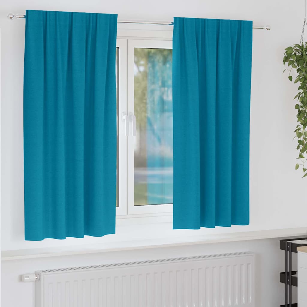 Mørkleggende Gardiner med Ringer 2 pcs Turkis 175 x 140 cm