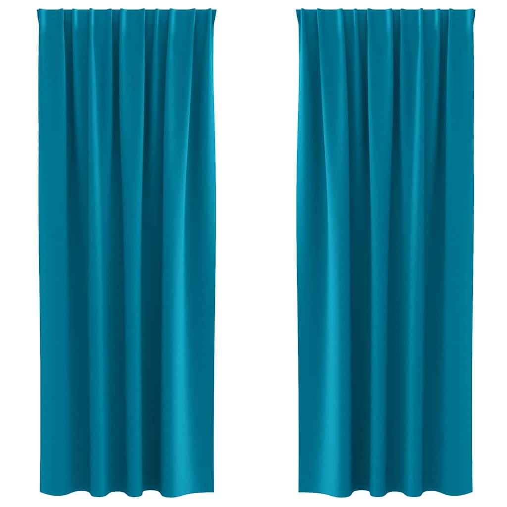 Mørkleggende Gardiner med Ringer 2 pcs Turkis 245 x 140 cm vidaXL