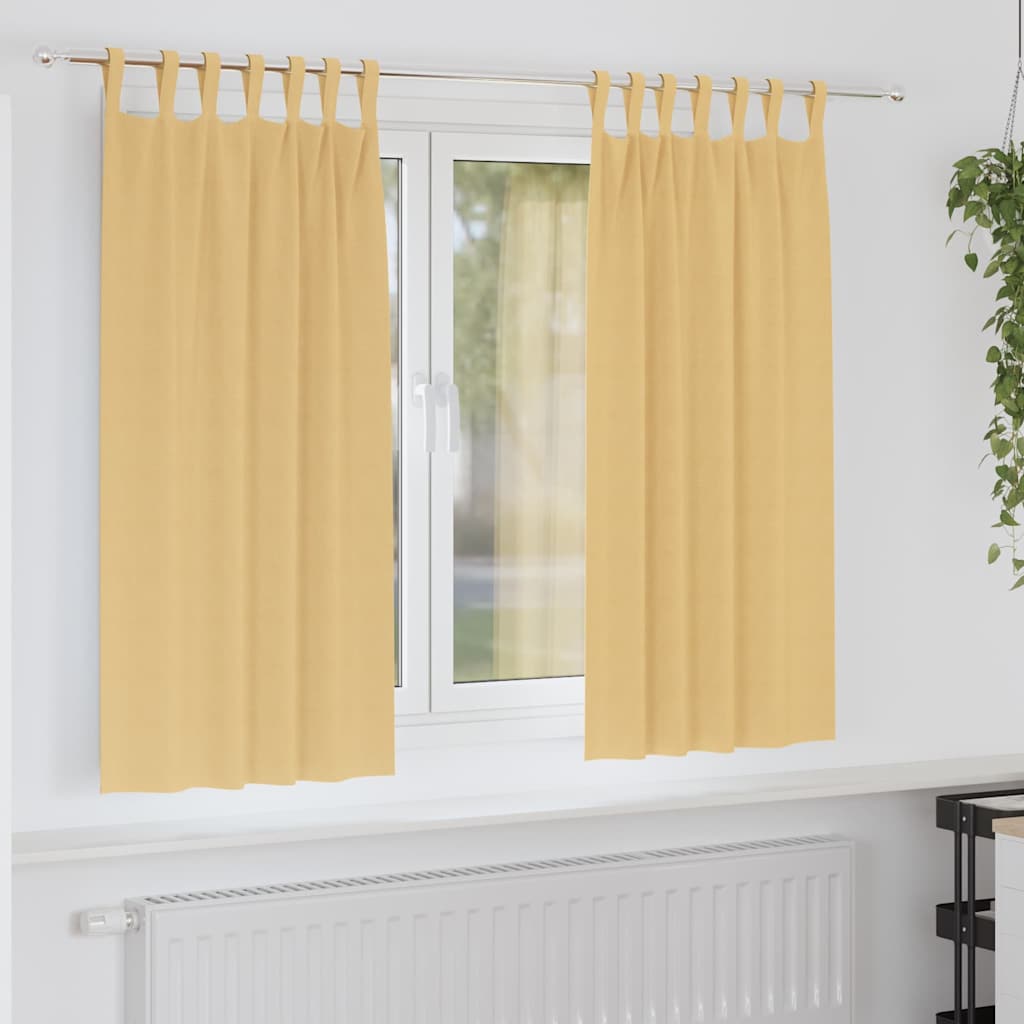 Mørkleggende Gardiner med Ringer 2 pcs Beige 175 x 140 cm