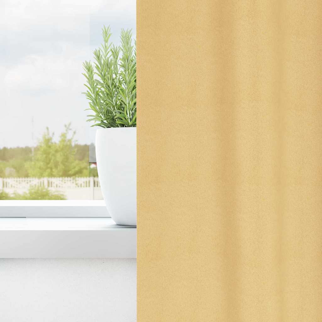 Mørkleggende Gardiner med Ringer 2 pcs Beige 225 x 140 cm