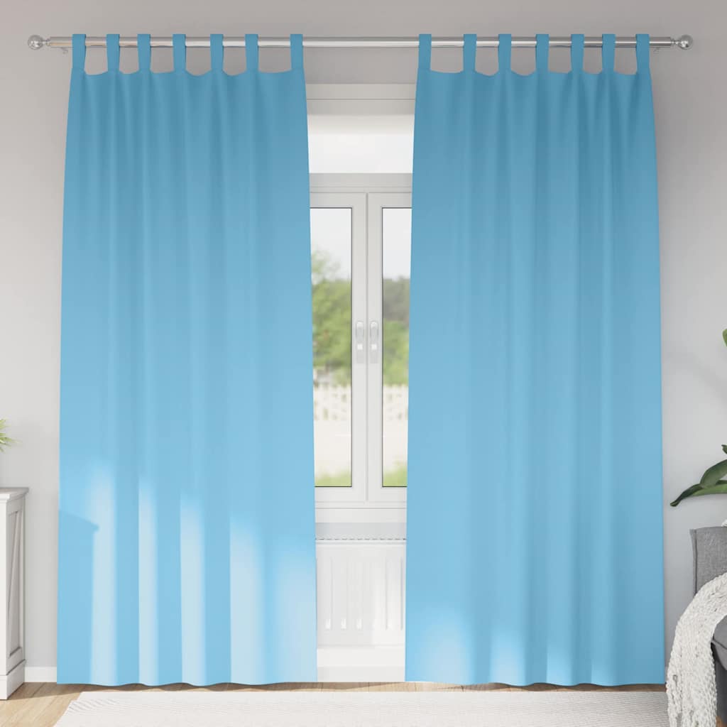 Mørkleggende Gardiner med Ringer 2 pcs Lys blå 225 x 140 cm