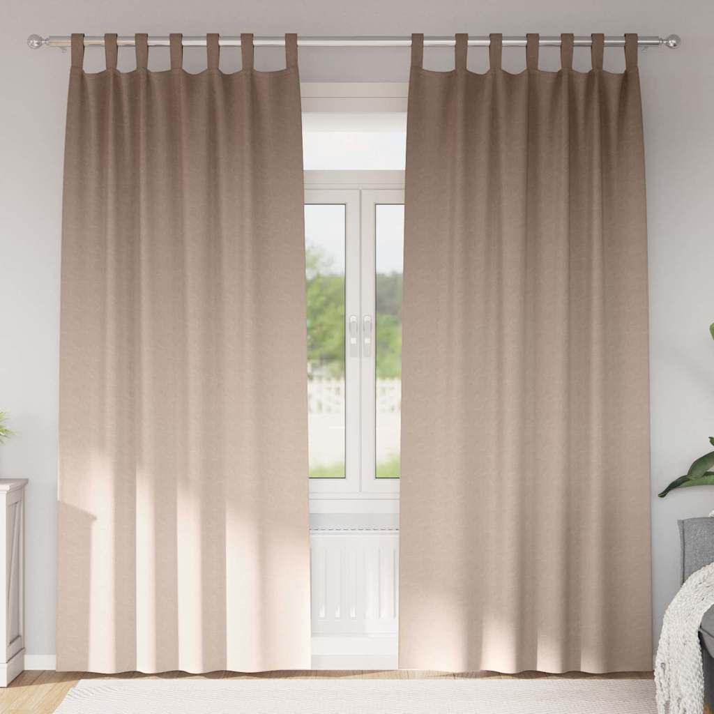 Mørkleggende Gardiner med Ringer 2 pcs Gråbrun 225 x 140 cm