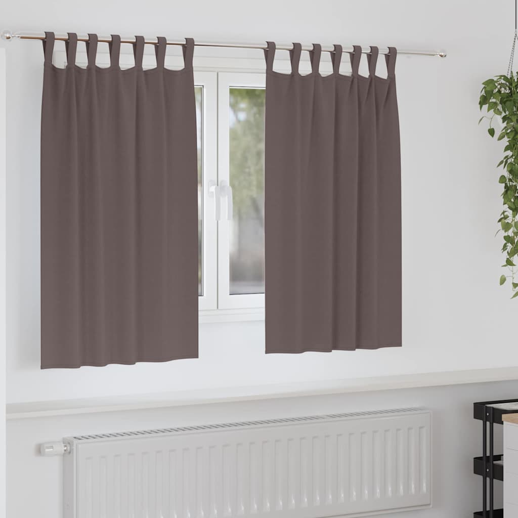 Mørkleggende Gardiner med Ringer 2 pcs Mørk brun 140 x 140 cm