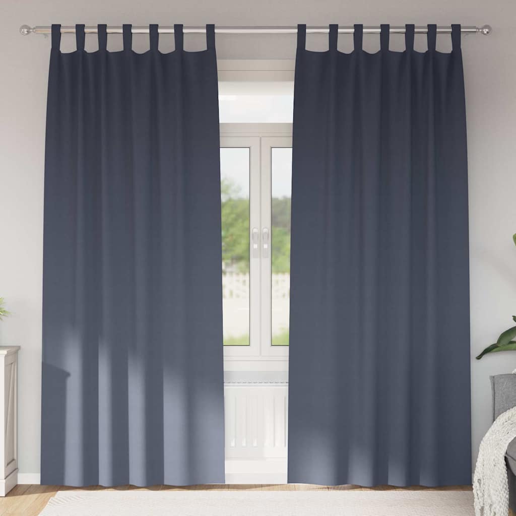 Mørkleggende Gardiner med Ringer 2 pcs Antrasitt 225 x 140 cm