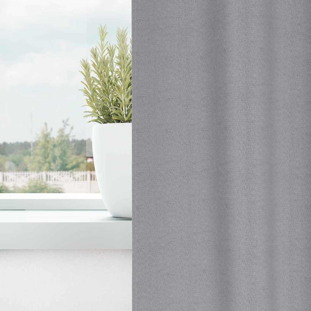 Mørkleggende Gardiner med Ringer 2 pcs Lysegrå 225 x 140 cm