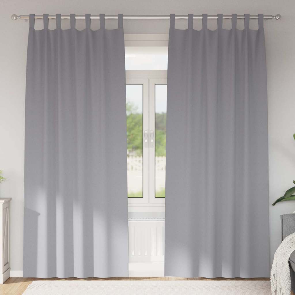 Mørkleggende Gardiner med Ringer 2 pcs Lysegrå 225 x 140 cm