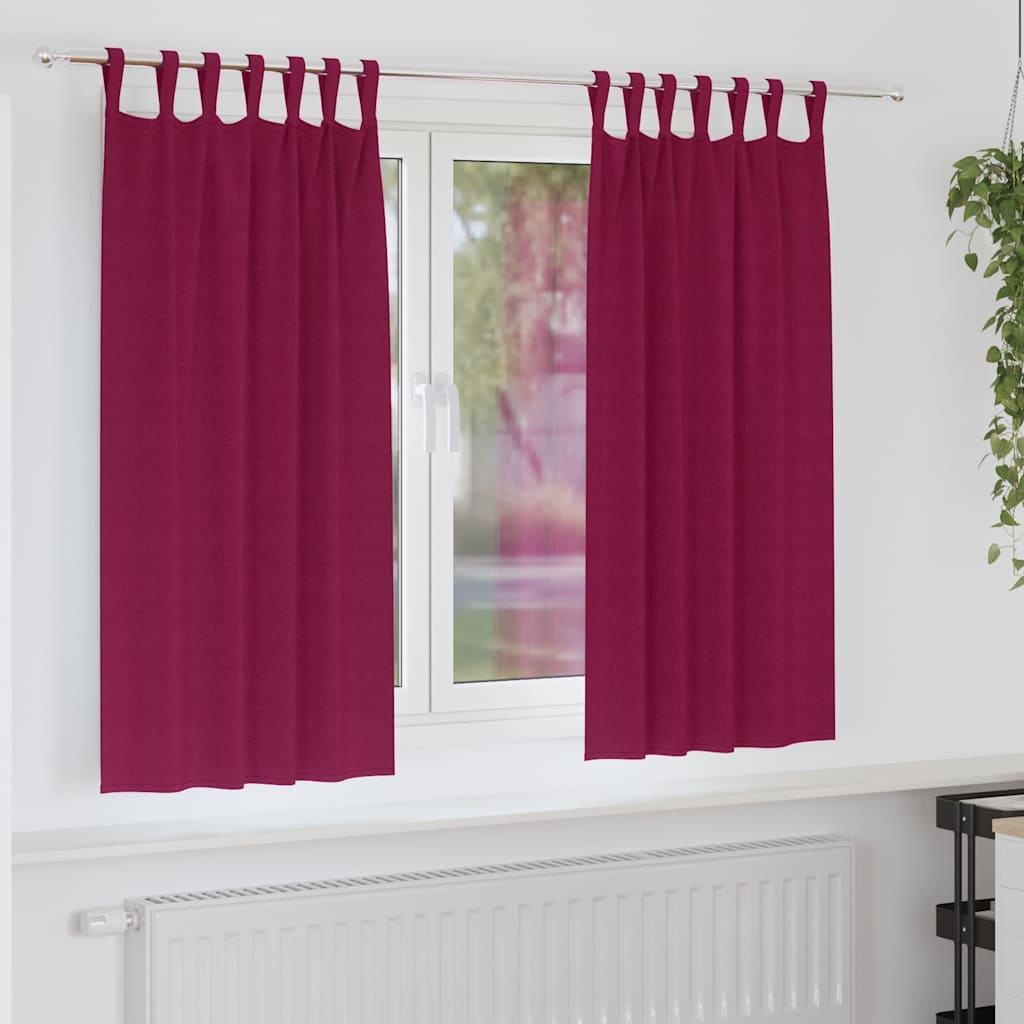 Mørkleggende Gardiner med Ringer 2 pcs Vinrød 175 x 140 cm