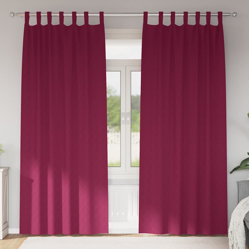 Mørkleggende Gardiner med Ringer 2 pcs Vinrød 225 x 140 cm