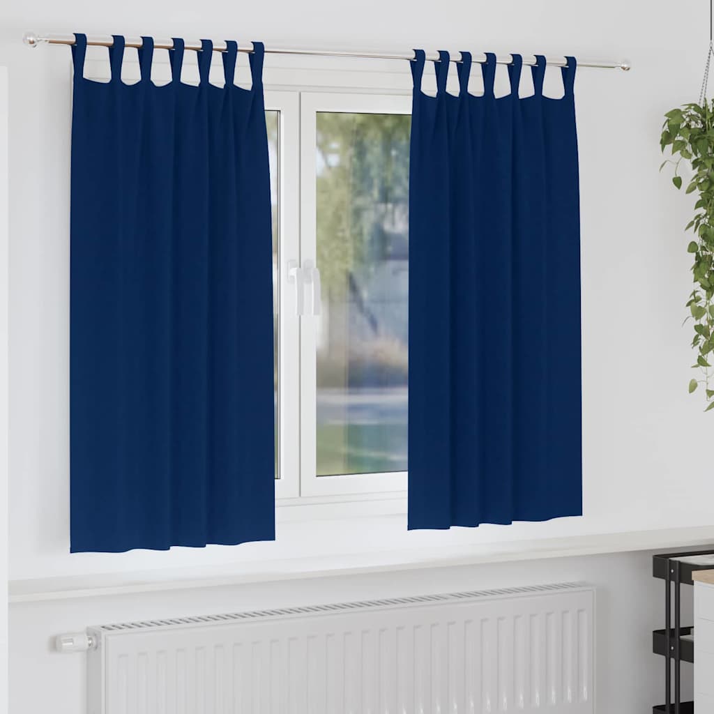 Mørkleggende Gardiner med Ringer 2 pcs Mørkeblå 175 x 140 cm