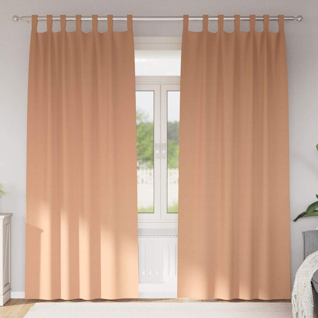 Mørkleggende Gardiner med Ringer 2 pcs Lys Brun 260 x 140 cm