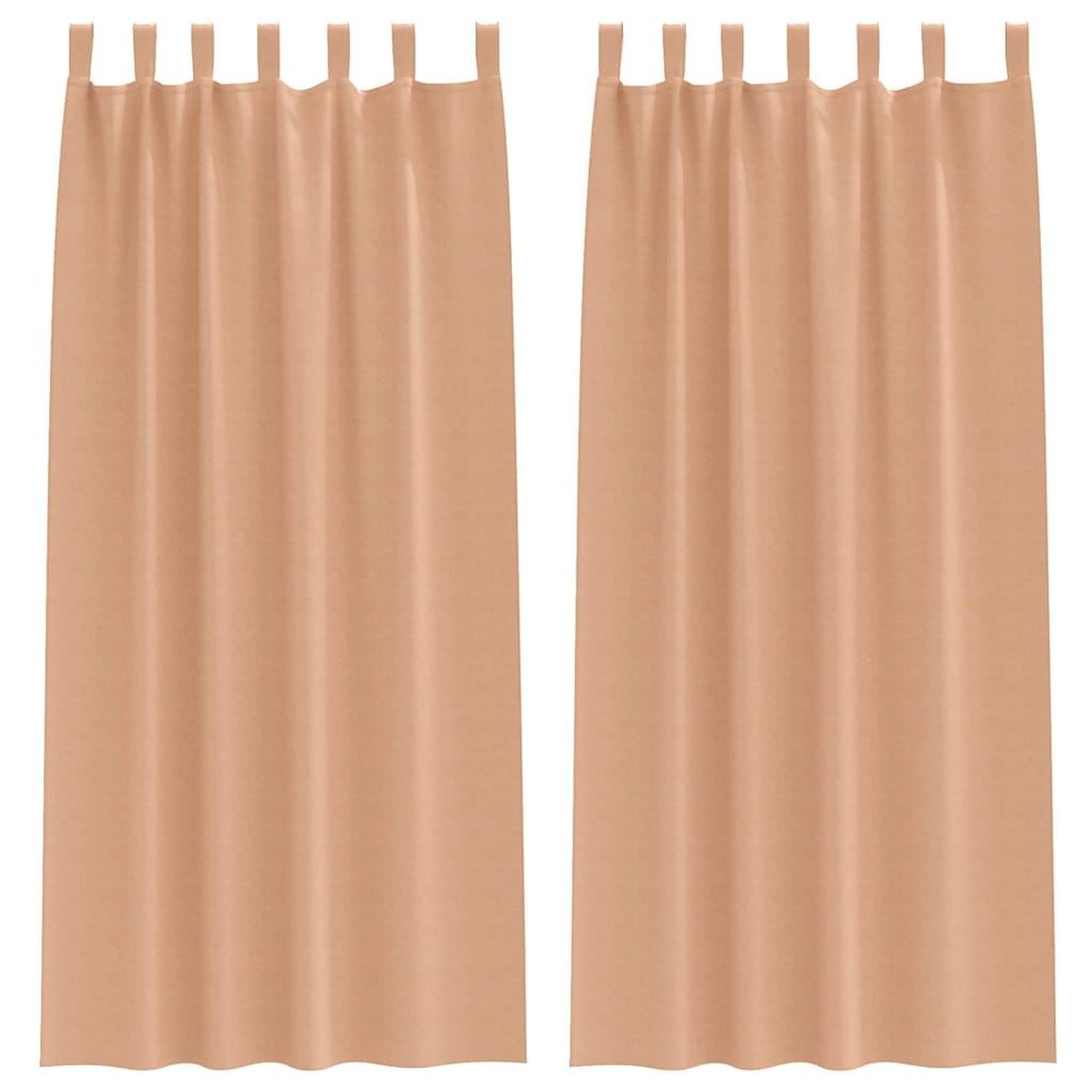 Mørkleggende Gardiner med Ringer 2 pcs Lys Brun 260 x 140 cm