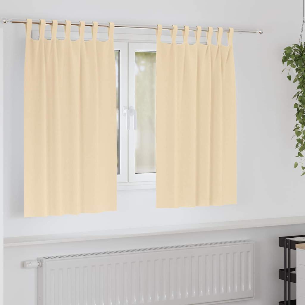 Mørkleggende Gardiner med Ringer 2 pcs Krem 140 x 140 cm
