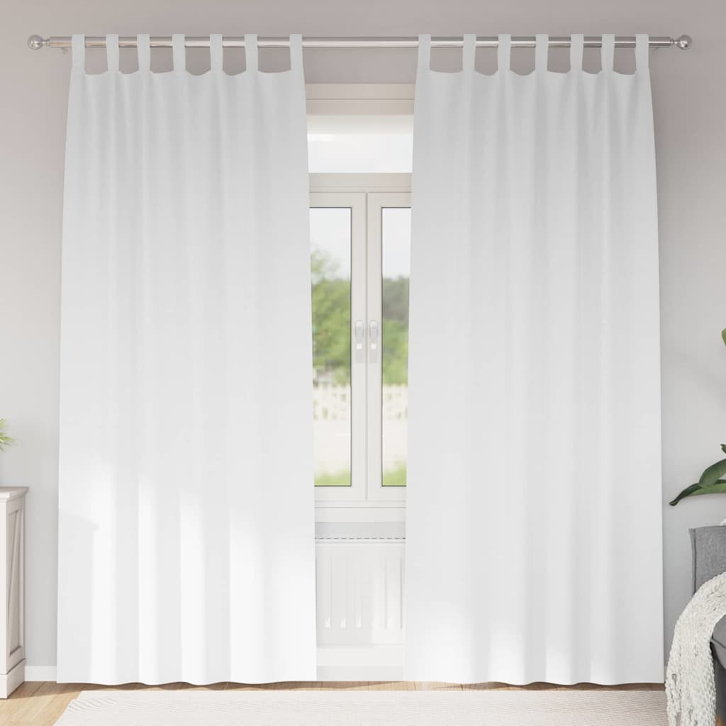 Mørkleggende Gardiner med Ringer 2 pcs Ren Hvit 245 x 140 cm