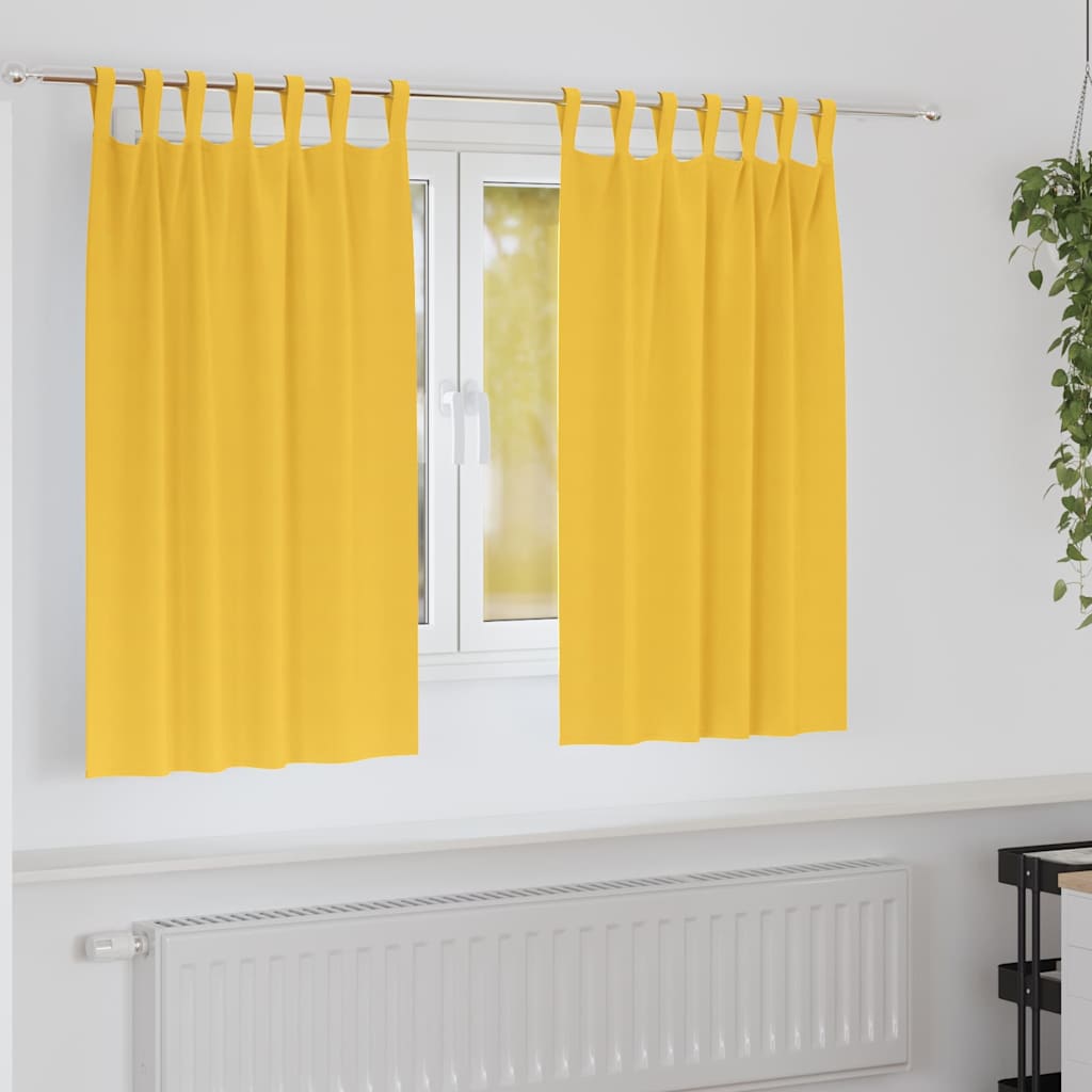 Mørkleggende Gardiner med Ringer 2 pcs Sennepsgul 140 x 140 cm