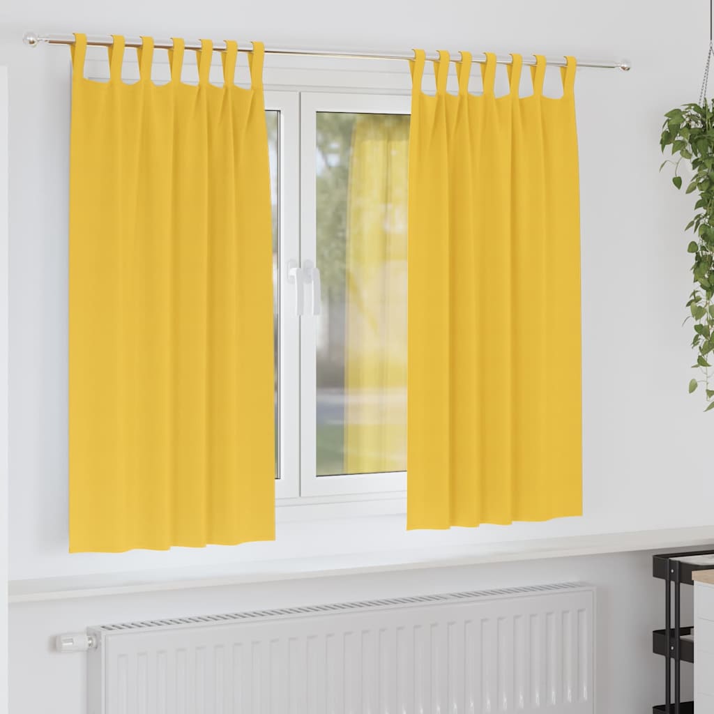 Mørkleggende Gardiner med Ringer 2 pcs Sennepsgul 175 x 140 cm