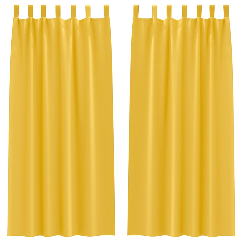 Mørkleggende Gardiner med Ringer 2 pcs Sennepsgul 225 x 140 cm