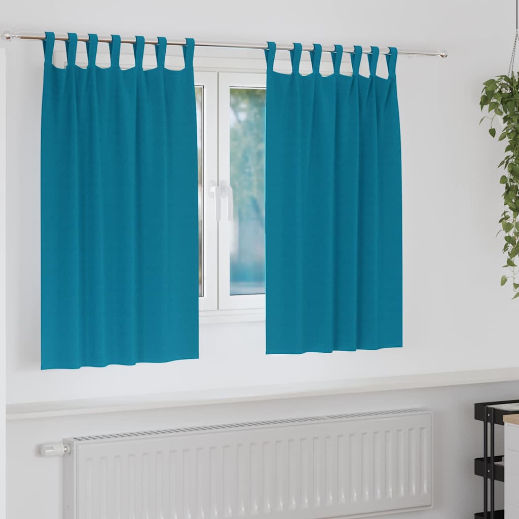 Mørkleggende Gardiner med Ringer 2 pcs Turkis 140 x 140 cm