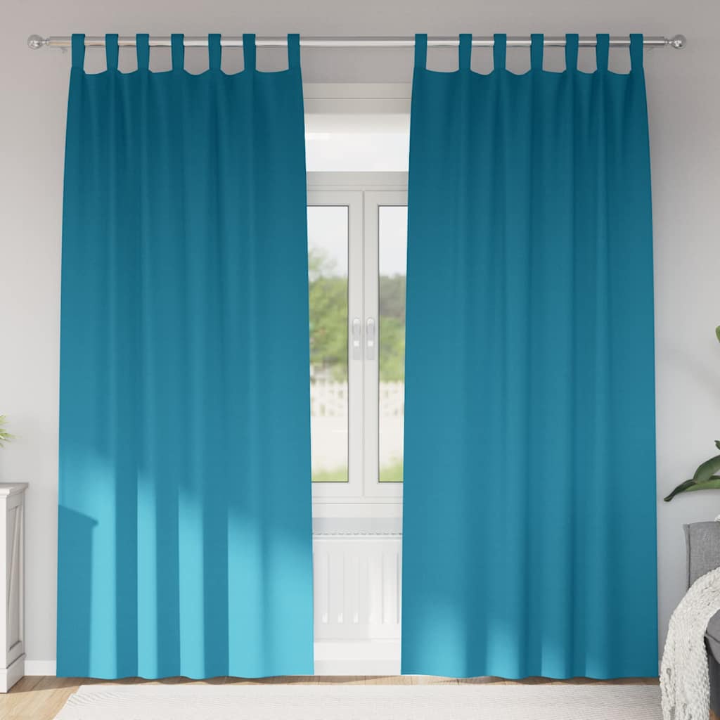 Mørkleggende Gardiner med Ringer 2 pcs Turkis 225 x 140 cm