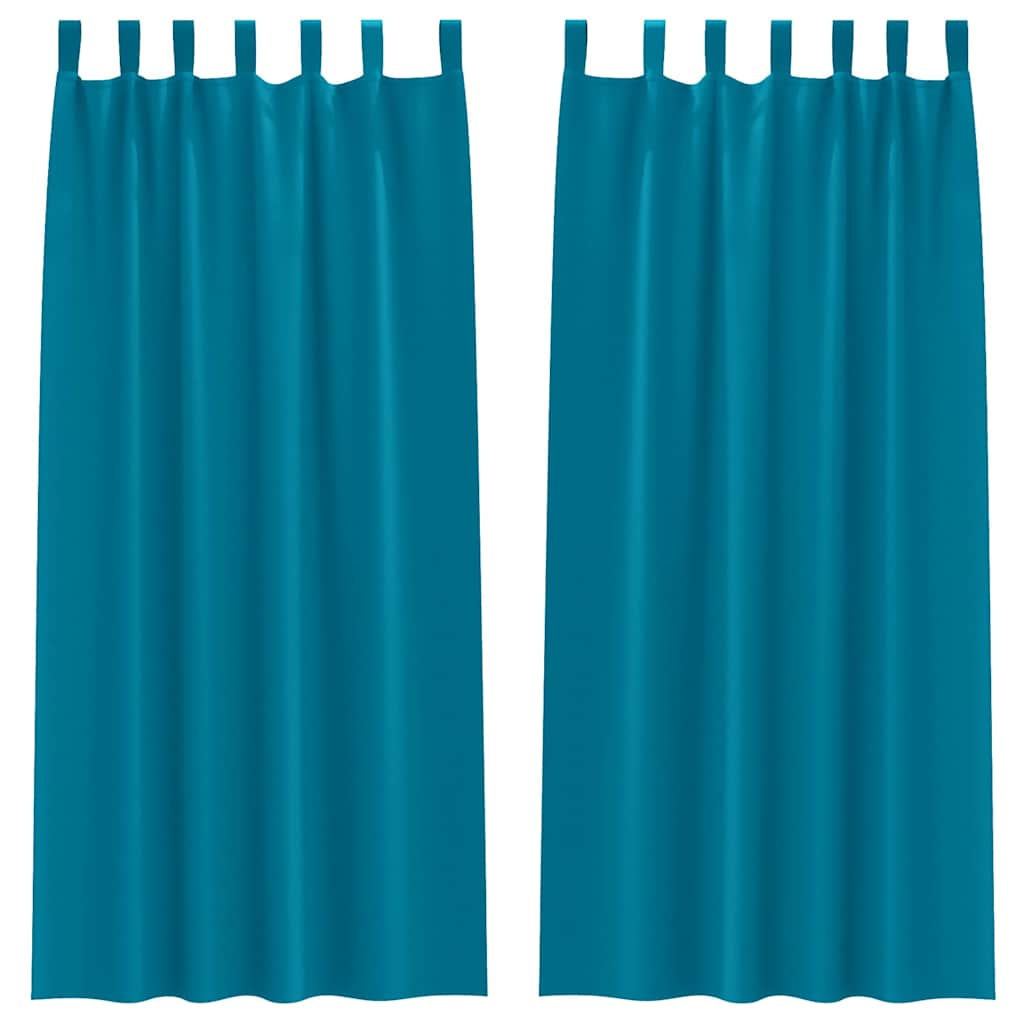 Mørkleggende Gardiner med Ringer 2 pcs Turkis 225 x 140 cm
