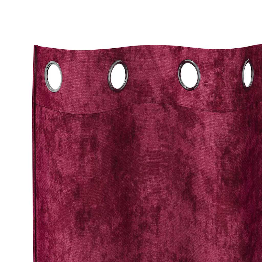 Fløyel Gardiner med gardiner 2 pcs Vinrød 140 x 140 cm Fløyel